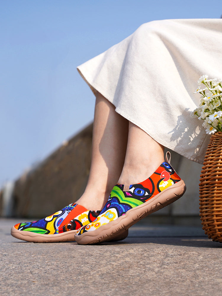 UIN] カラフル アート レディース スリッポン ローファー 旅靴