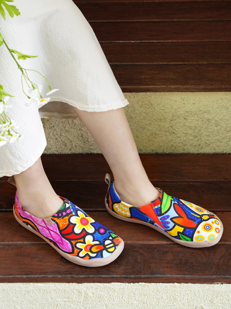 UIN] カラフル アート レディース スリッポン ローファー 旅靴