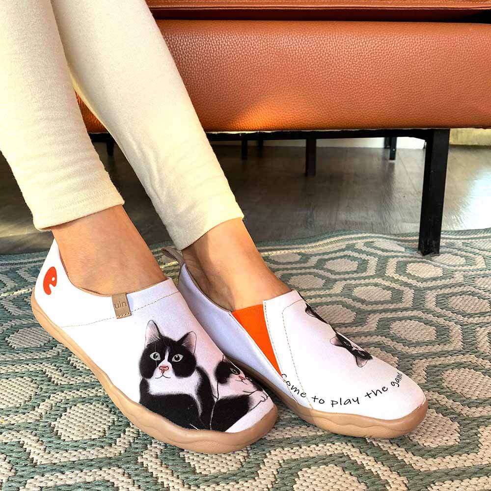 UIN] ローファー スリッポン 可愛い猫と犬デザイン レディース