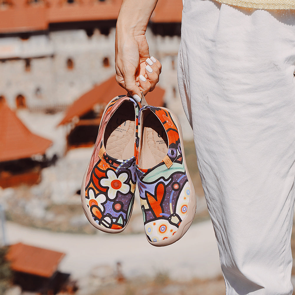 UIN] カラフル アート レディース スリッポン ローファー 旅靴