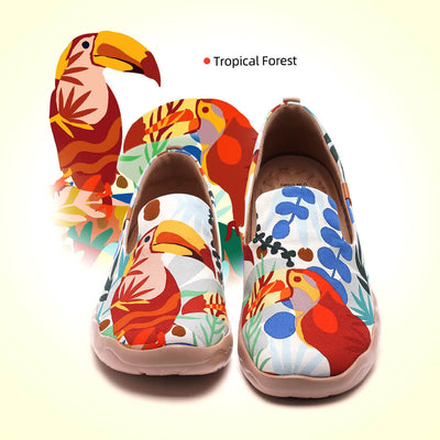 Tropical Forest アート キャンバス スリッポン シューズ