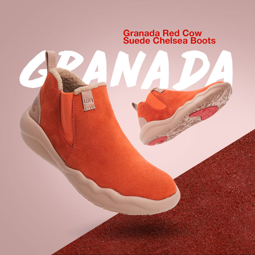 Granada オレンジ レッド 牛スエード キッド ブーツ