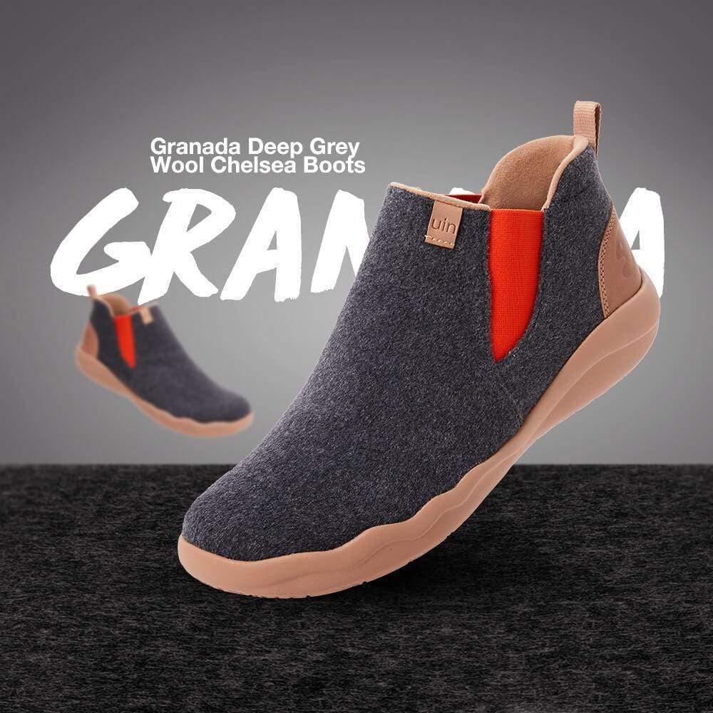 UIN Footwear Kid Granada Deep Grey Wool Boots Kid Canvas loafers