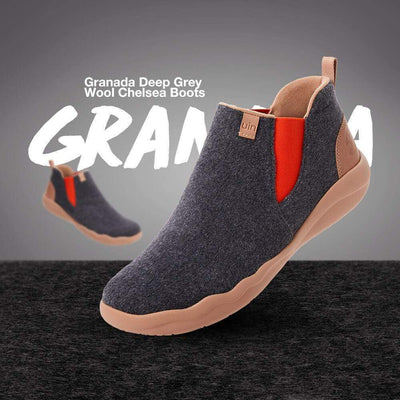 UIN Footwear Kid Granada Deep Grey Wool Boots Kid Canvas loafers
