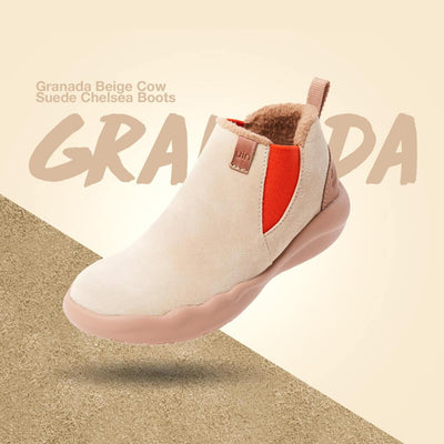 UIN Footwear Kid (Pre-sale) Granada Beige Cow Suede Boots Kid Canvas loafers