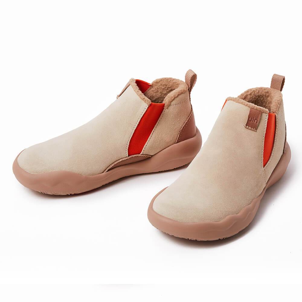 UIN Footwear Kid (Pre-sale) Granada Beige Cow Suede Boots Kid Canvas loafers