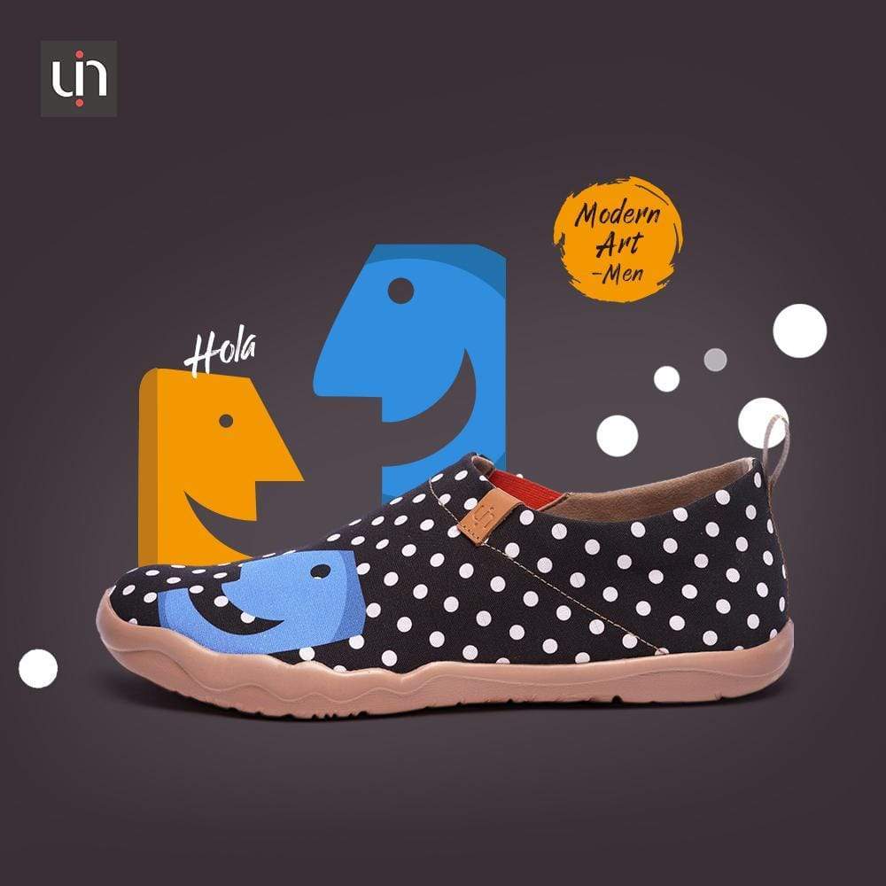 UIN Footwear Men -Hola- Male Trendy Dot Painted Flats Canvas loafers