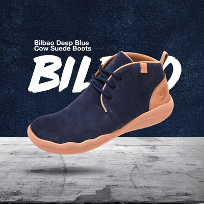 UIN Footwear Men (Pre-sale) Bilbao Deep Blue Cow Suede Lace-up Boots Men Canvas loafers