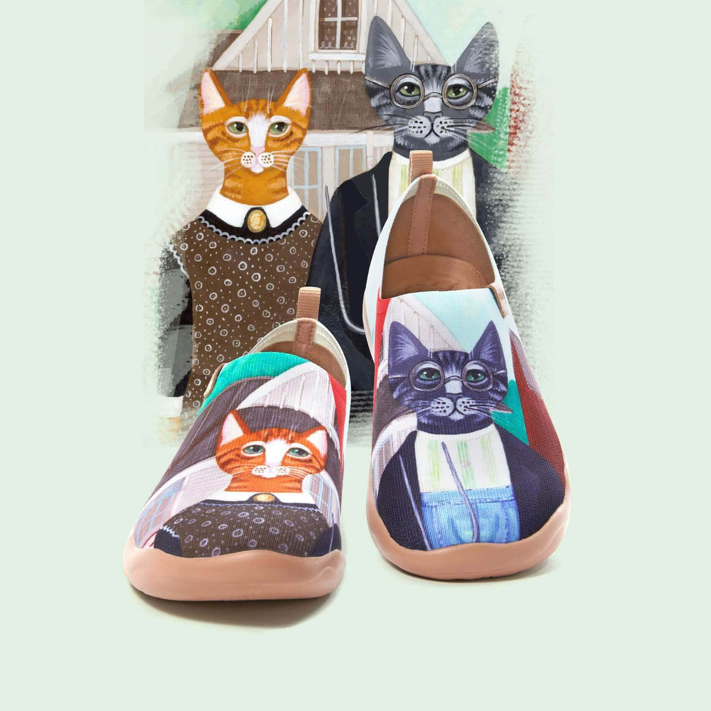 UIN Footwear Men (Pre-sale) Cat Couple Men Canvas loafers