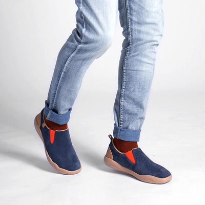 UIN Footwear Men (Pre-sale) Cuenca Deep Blue Cow Suede Canvas loafers