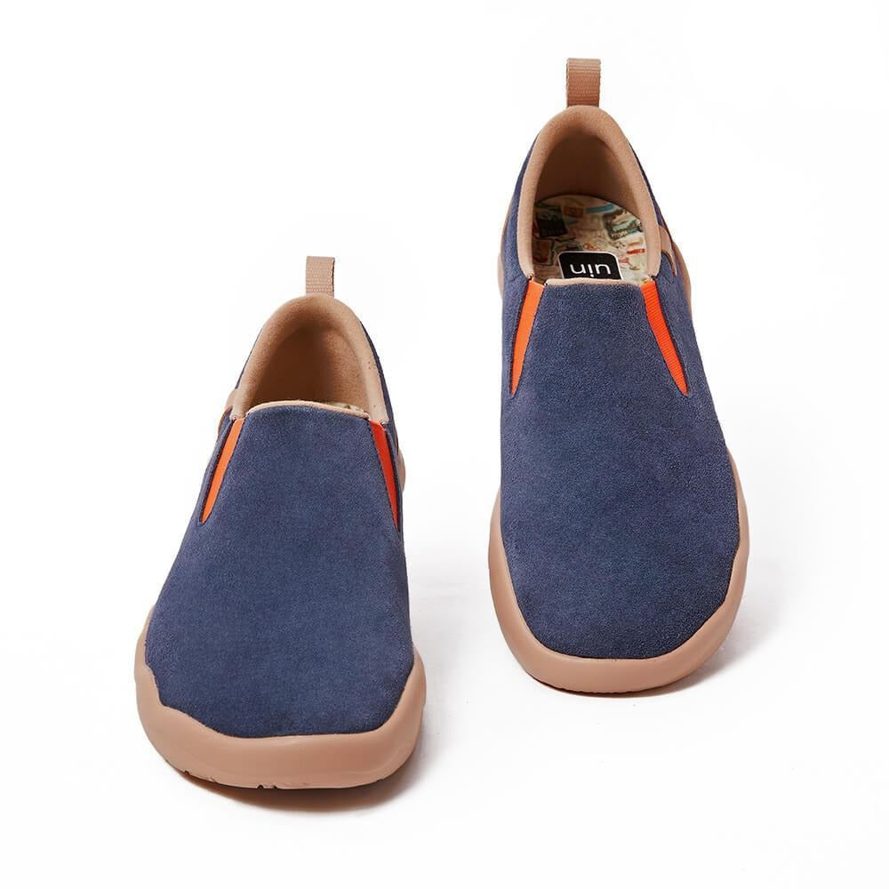 UIN Footwear Men (Pre-sale) Cuenca Deep Blue Cow Suede Canvas loafers