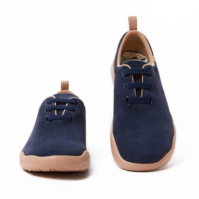 UIN Footwear Men (Pre-sale) Segovia Deep Blue Cow Suede Lace-up Shoes Men Canvas loafers