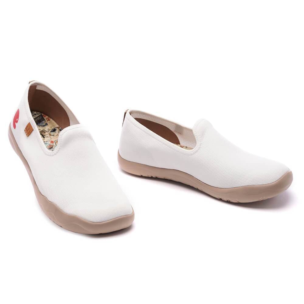 UIN Footwear Women Barcelona Knitted White Canvas loafers