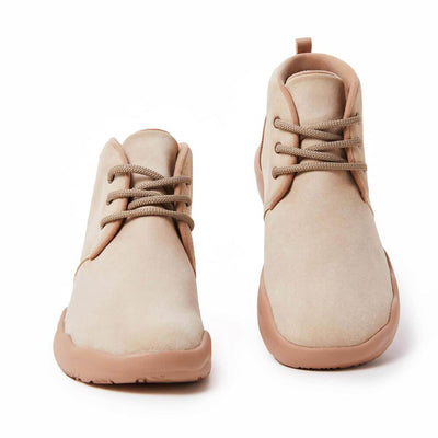 UIN Footwear Women (Pre-sale) Bilbao Beige Cow Suede Lace-up Boots Women Canvas loafers