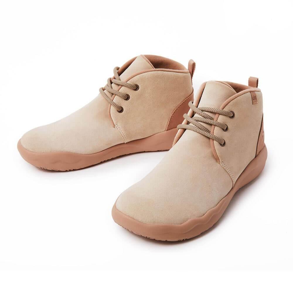UIN Footwear Women (Pre-sale) Bilbao Beige Cow Suede Lace-up Boots Women Canvas loafers