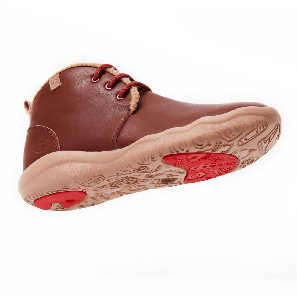 UIN Footwear Women (Pre-sale) Bilbao Burgundy Split Leather Lace-up Boots Women Canvas loafers