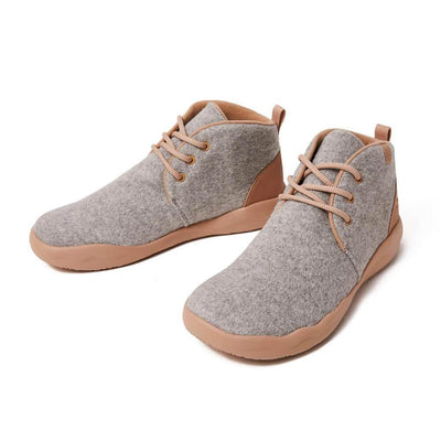 UIN Footwear Women (Pre-sale) Bilbao Light Grey Wool Lace-up Boots Women Canvas loafers