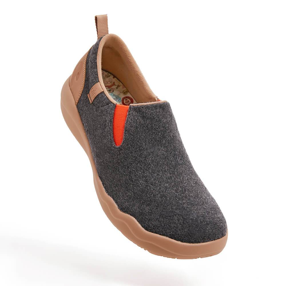 UIN Footwear Women (Pre-sale) Cuenca Deep Grey Wool Women Canvas loafers