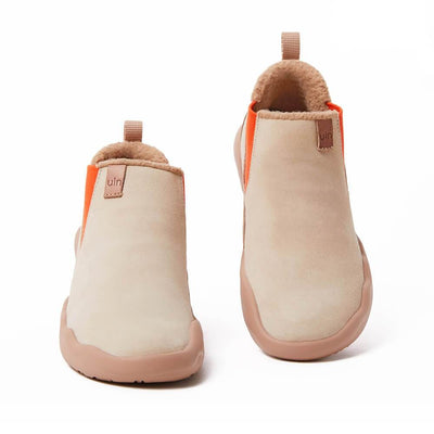 UIN Footwear Women (Pre-sale) Granada Beige Cow Suede Boots Women Canvas loafers