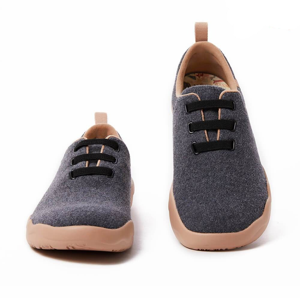 UIN Footwear Women (Pre-sale) Segovia Deep Grey Wool Lace-up Shoes Women Canvas loafers