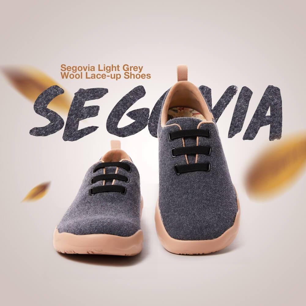UIN Footwear Women (Pre-sale) Segovia Deep Grey Wool Lace-up Shoes Women Canvas loafers