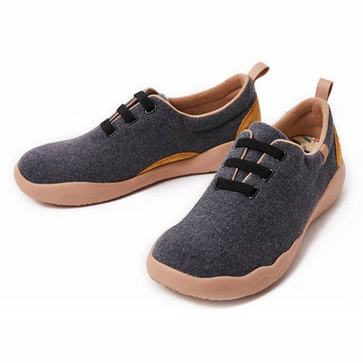 UIN Footwear Women (Pre-sale) Segovia Deep Grey Wool Lace-up Shoes Women Canvas loafers